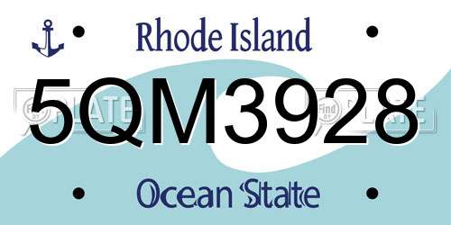 5QM3928 Rhode Island License Plate