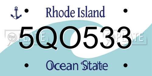 5QO533 Rhode Island License Plate