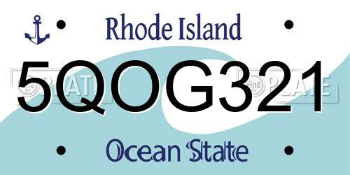 5QOG321 Rhode Island License Plate