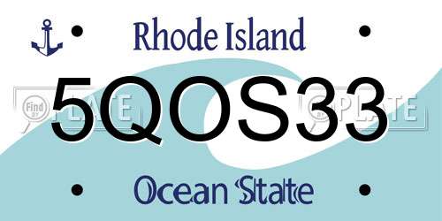 5QOS33 Rhode Island License Plate