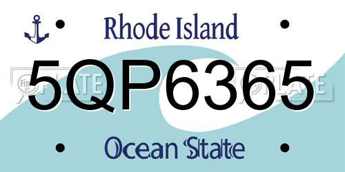 5QP6365 Rhode Island License Plate