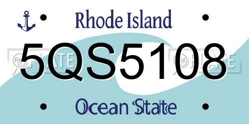 5QS5108 Rhode Island License Plate