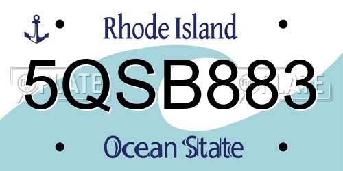 5QSB883 Rhode Island License Plate