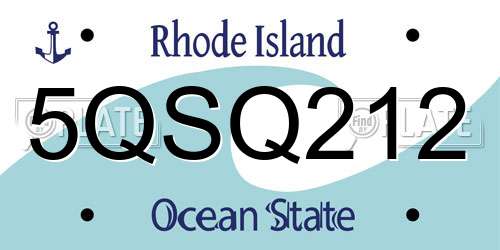 5QSQ212 Rhode Island License Plate