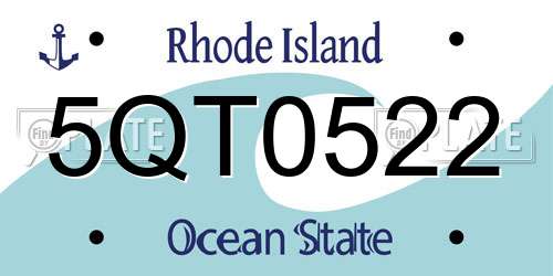 5QT0522 Rhode Island License Plate