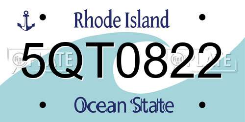 5QT0822 Rhode Island License Plate