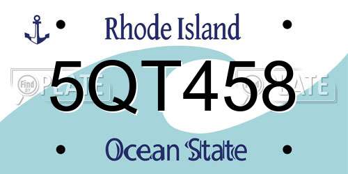 5QT458 Rhode Island License Plate