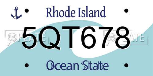5QT678 Rhode Island License Plate
