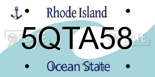 5QTA58 Rhode Island License Plate