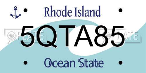 5QTA85 Rhode Island License Plate