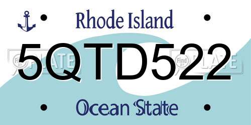 5QTD522 Rhode Island License Plate