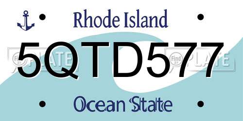 5QTD577 Rhode Island License Plate