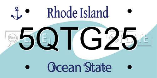 5QTG25 Rhode Island License Plate