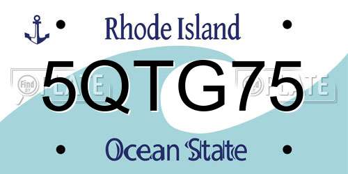 5QTG75 Rhode Island License Plate