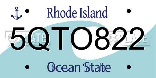 5QTO822 Rhode Island License Plate
