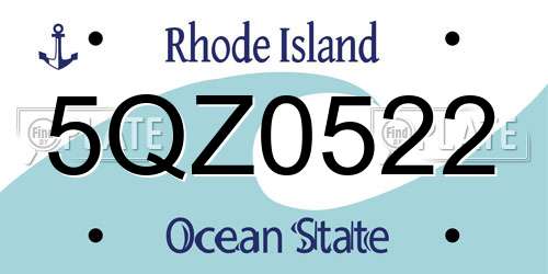 5QZ0522 Rhode Island License Plate