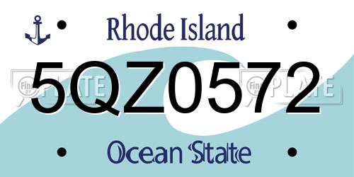 5QZ0572 Rhode Island License Plate