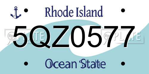 5QZ0577 Rhode Island License Plate