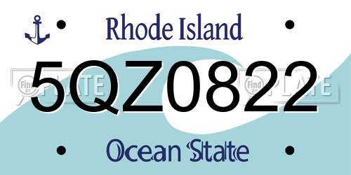 5QZ0822 Rhode Island License Plate