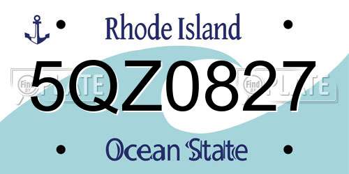 5QZ0827 Rhode Island License Plate