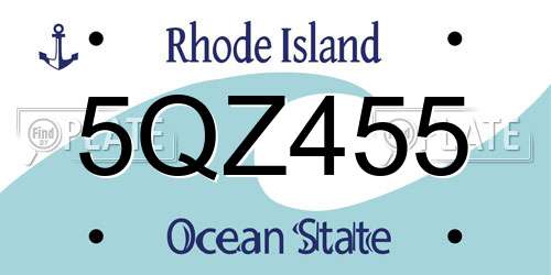 5QZ455 Rhode Island License Plate