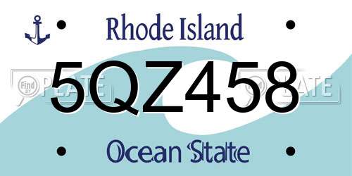 5QZ458 Rhode Island License Plate