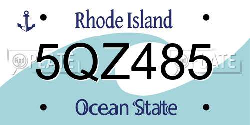 5QZ485 Rhode Island License Plate