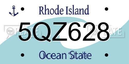 5QZ628 Rhode Island License Plate
