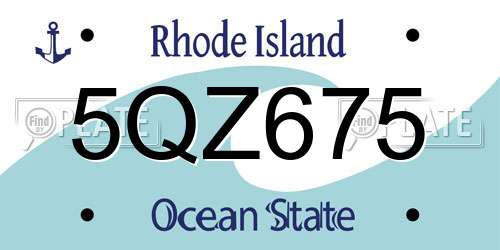 5QZ675 Rhode Island License Plate