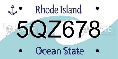 5QZ678 Rhode Island License Plate