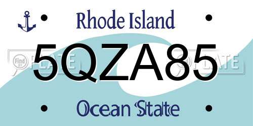 5QZA85 Rhode Island License Plate
