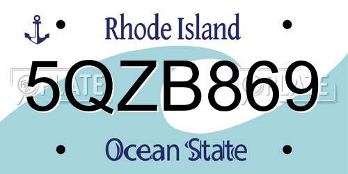 5QZB869 Rhode Island License Plate