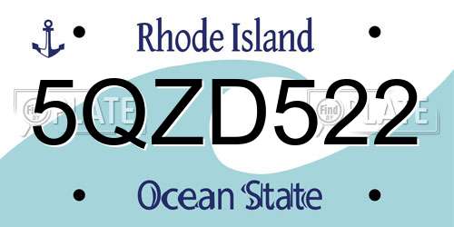 5QZD522 Rhode Island License Plate