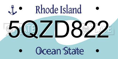 5QZD822 Rhode Island License Plate