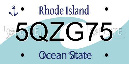 5QZG75 Rhode Island License Plate