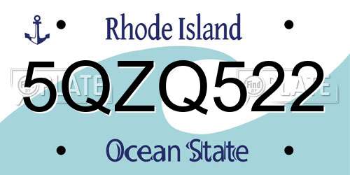 5QZQ522 Rhode Island License Plate