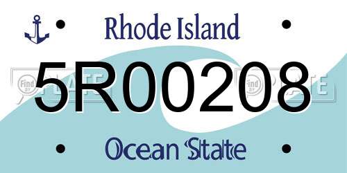 5R00208 Rhode Island License Plate