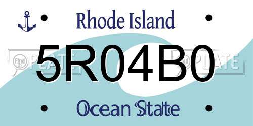5R04B0 Rhode Island License Plate