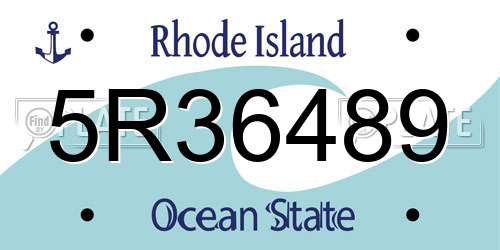 5R36489 Rhode Island License Plate