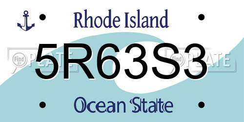 5R63S3 Rhode Island License Plate