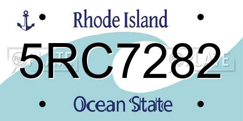 5RC7282 Rhode Island License Plate