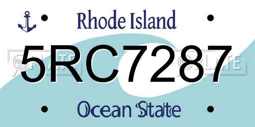 5RC7287 Rhode Island License Plate