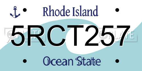 5RCT257 Rhode Island License Plate