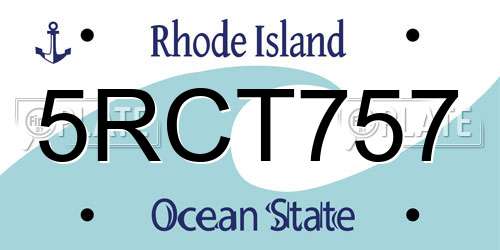 5RCT757 Rhode Island License Plate