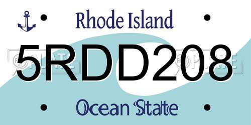 5RDD208 Rhode Island License Plate
