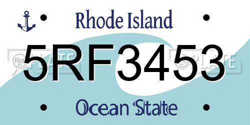 5RF3453 Rhode Island License Plate