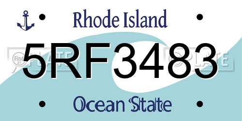 5RF3483 Rhode Island License Plate