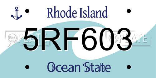 5RF603 Rhode Island License Plate