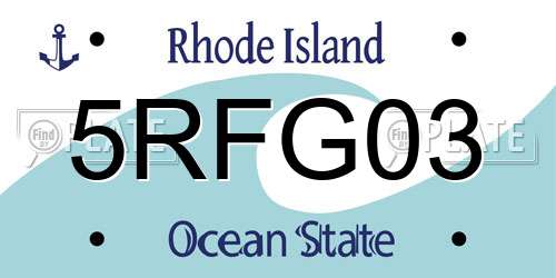 5RFG03 Rhode Island License Plate