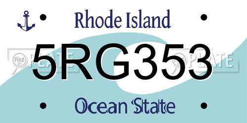 5RG353 Rhode Island License Plate